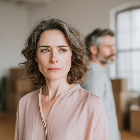 Soft pink header image representing housing transitions during separation or divorce after the holidays