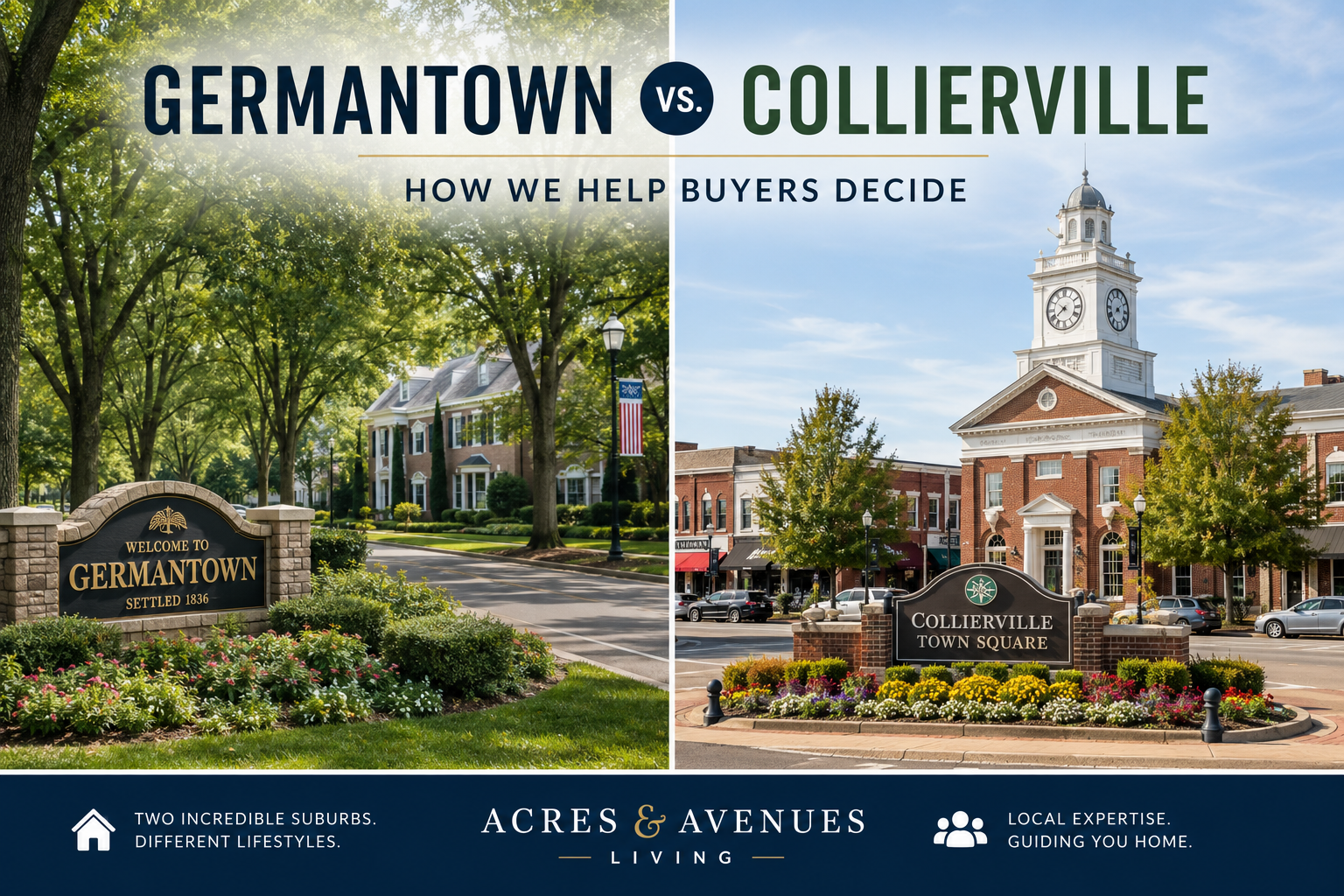 Comparison of Germantown and Collierville Tennessee neighborhoods for home buyers